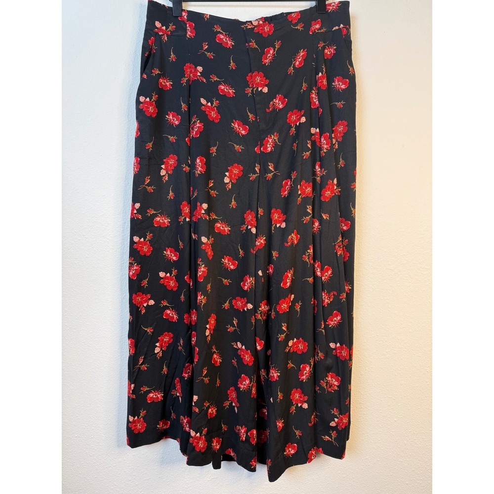 Maeve Anthropologie Medium Floral Print Wide Leg Cropped Culottes Pants